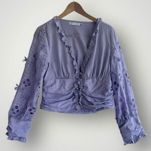 5 for $45 Chicways Top Blouse Shirt Size L Purple